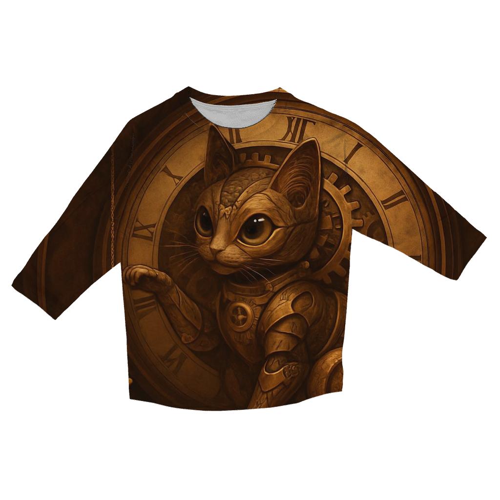 Clockwork Timekeeper Cat trendy 3/4 sleeve tops