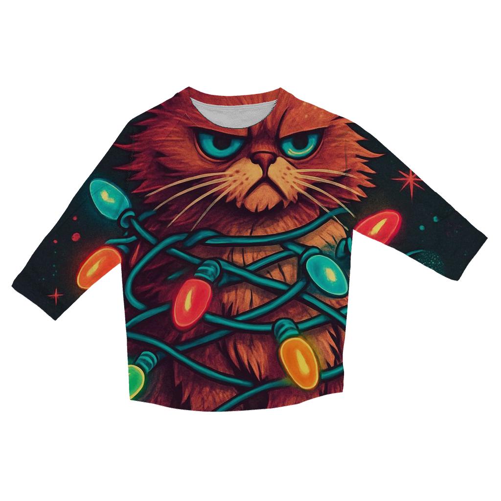 Grumpy Cat Tangled In Nebula Lights personalized 3/4 sleeve tees