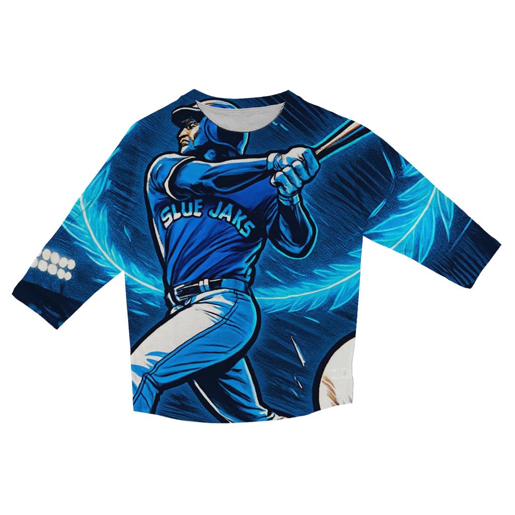 Feather Arc Blue Jays Power Swing designer 3/4 sleeve blouses