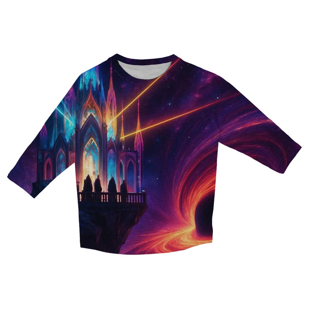 Crystal Temple At The Edge Of The Black Hole printed three quarter sleeve shirts