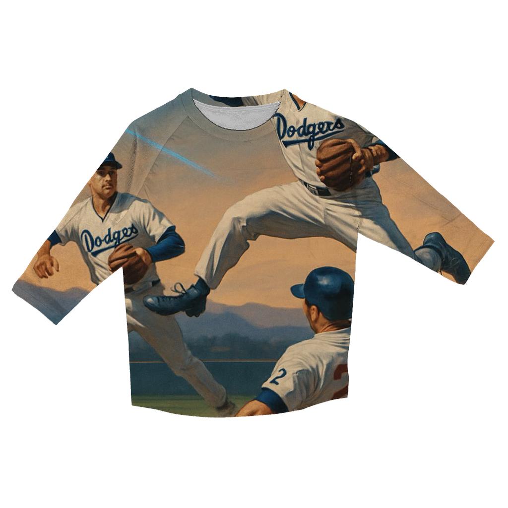 Dodgers Horizon Double Play Flash casual three quarter sleeve shirts