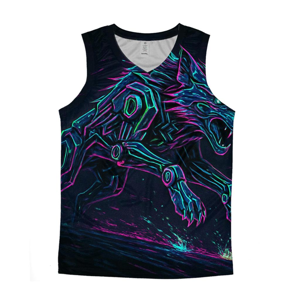 Neon Mechanic Wolf Overdrive personalized athletic tanks