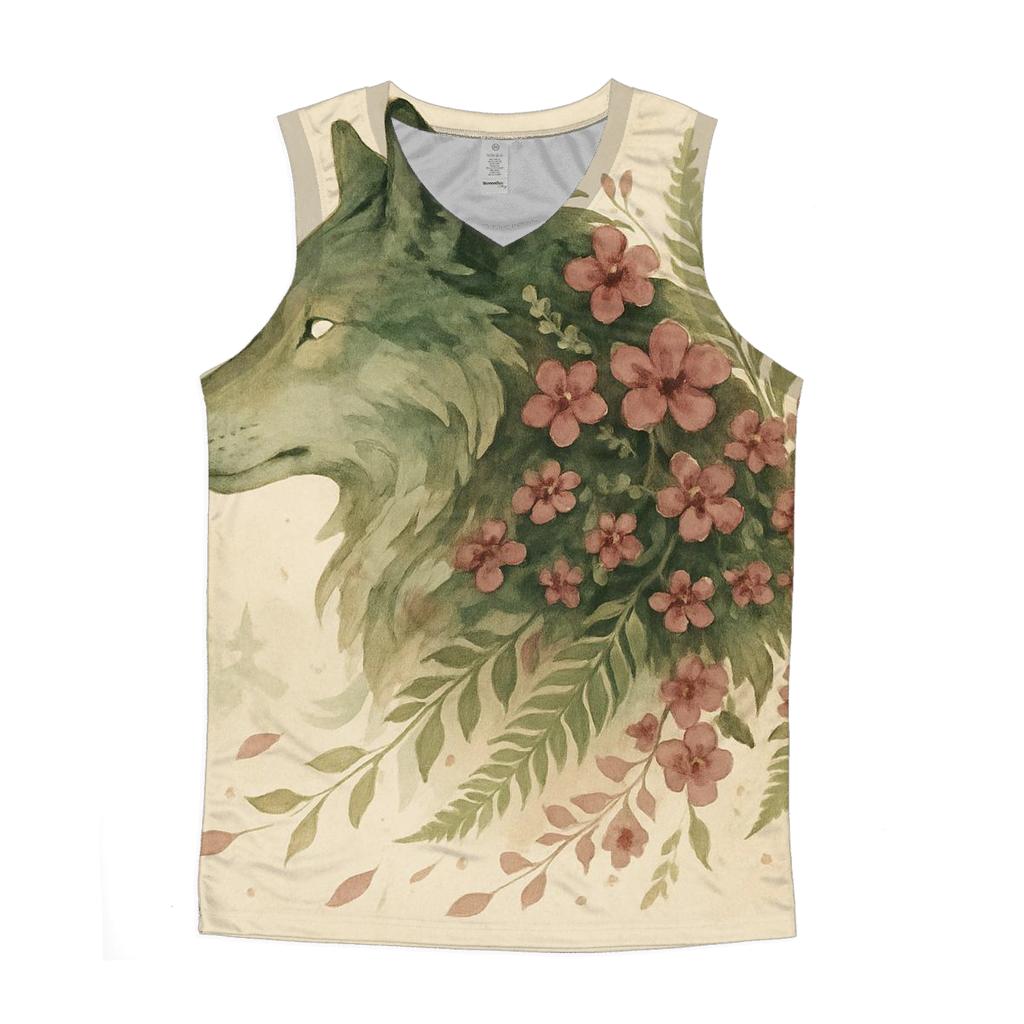 Forest Spirit Wolf Bloom cotton sleeveless tops