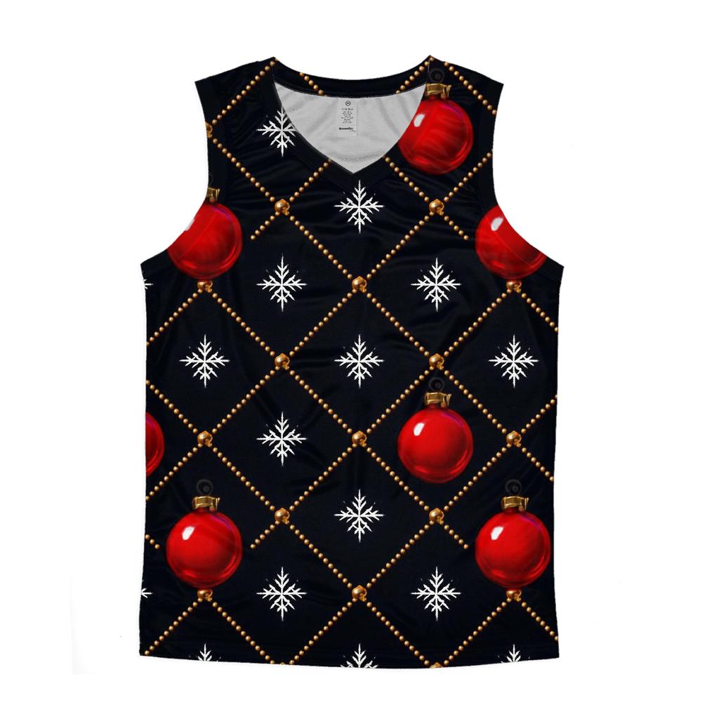 Crimson Ornaments Lattice On Midnight Field graphic print tank tops