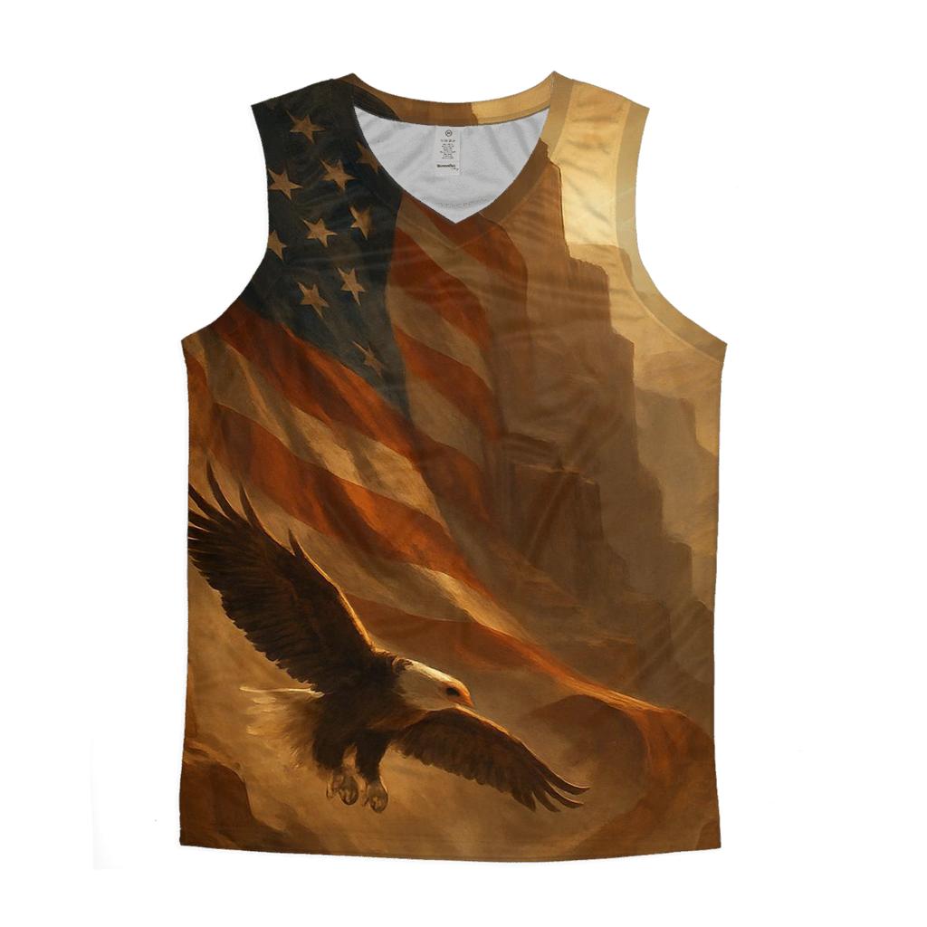 Wings Of Liberty Over Canyon Red cotton sleeveless tops