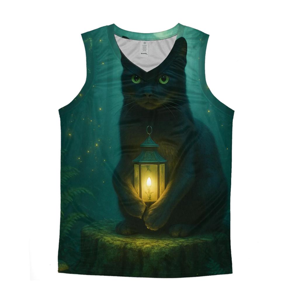 Forest Lantern Guardian Cat stylish racerback tanks