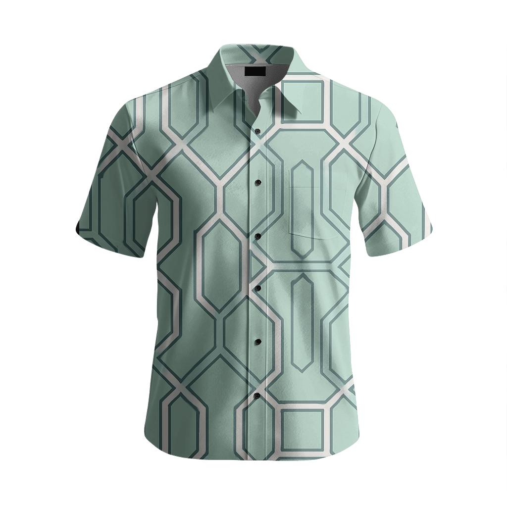 Mint Geometric Trellis Canopy embroidered logo shirts