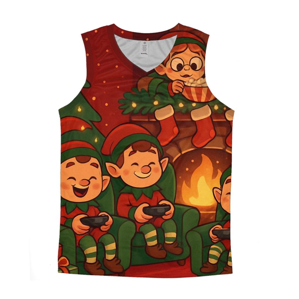 North Pole Fireplace Gaming Night cotton sleeveless tops