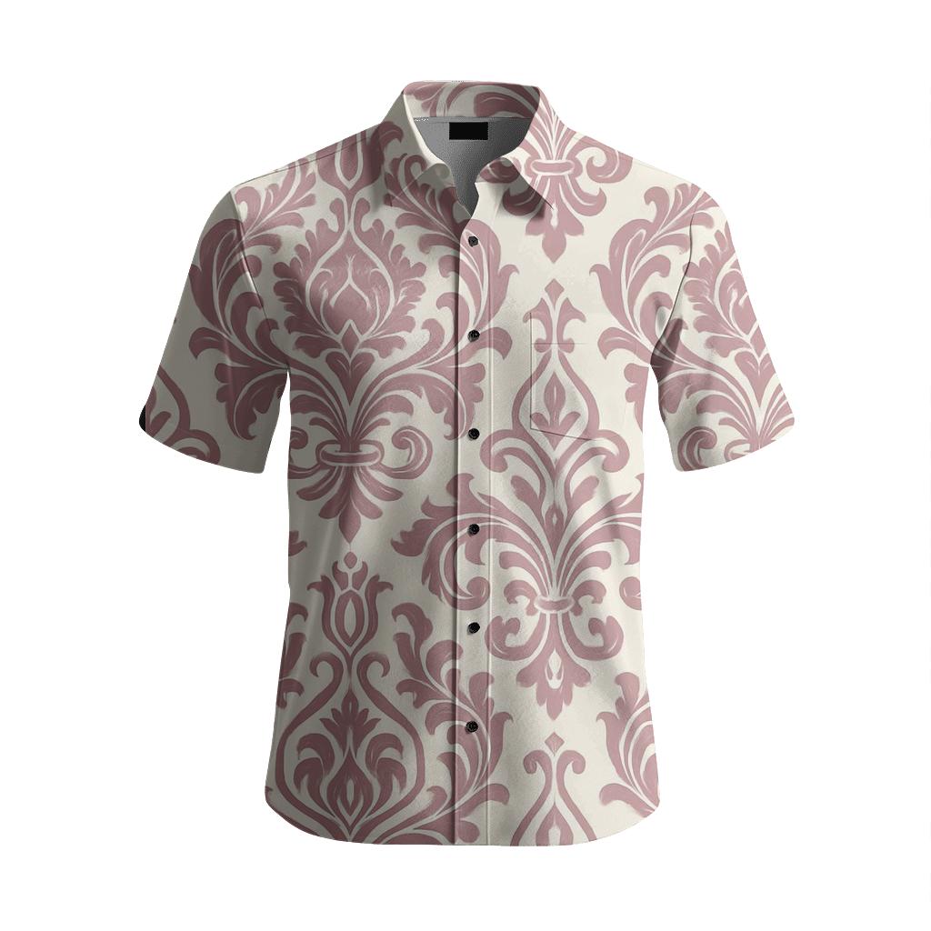 Ornamental Mauve Damask Bloom fashion embroidery shirts