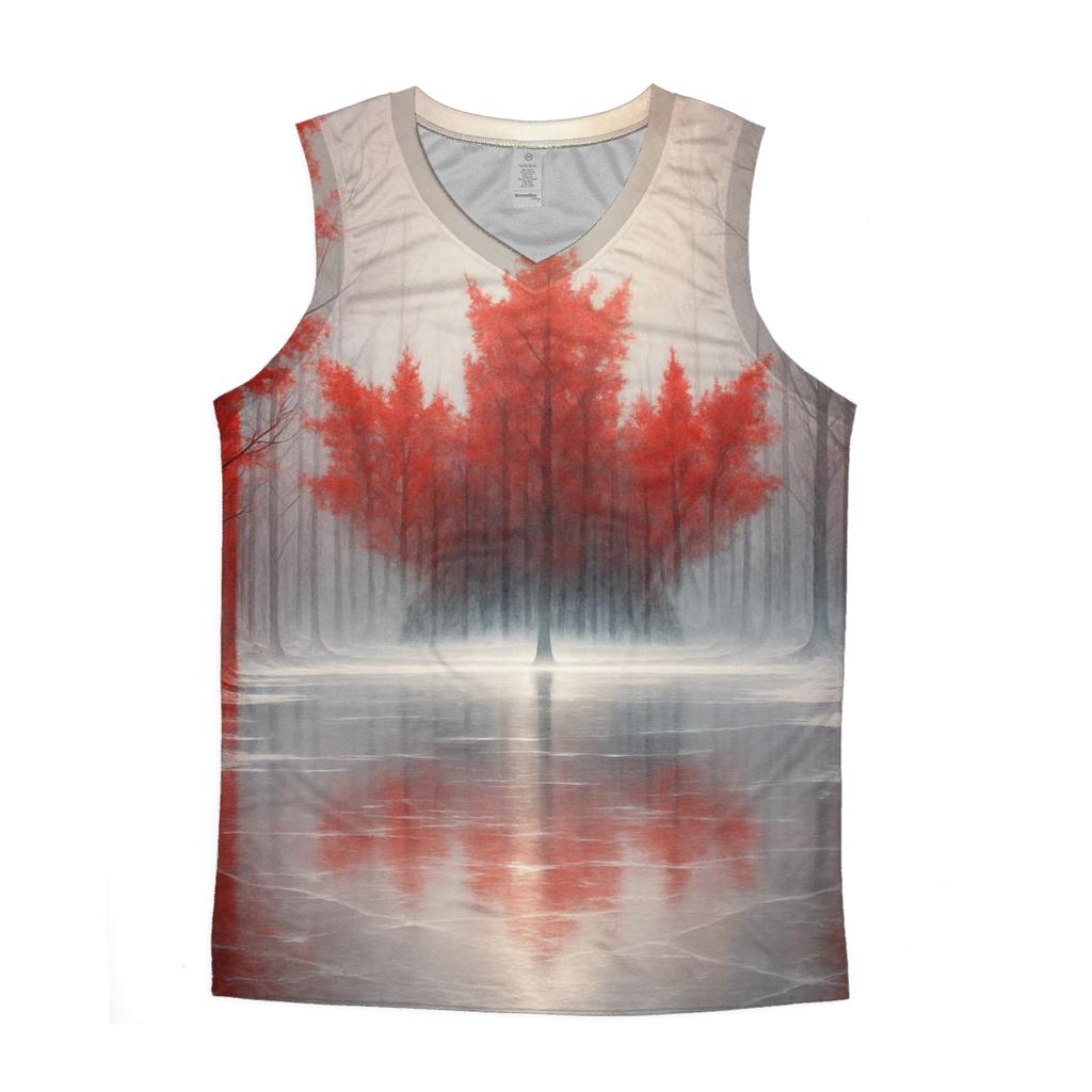 Canadian Flag Frozen Forest Double Exposure designer workout tanks