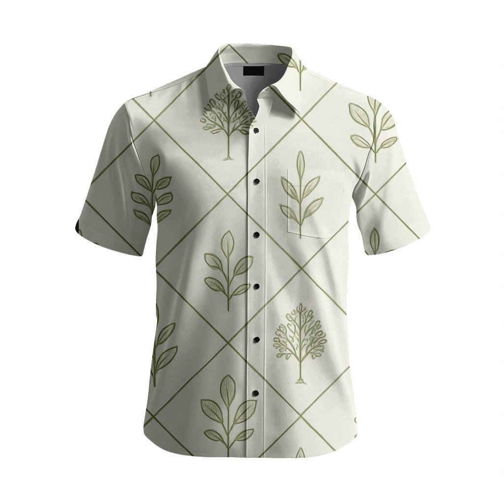 Olive Botanical Trellis Toile stylish threadwork shirts