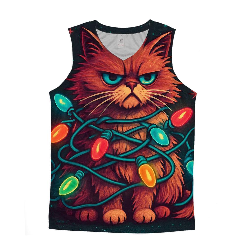 Grumpy Cat Tangled In Nebula Lights stylish racerback tanks