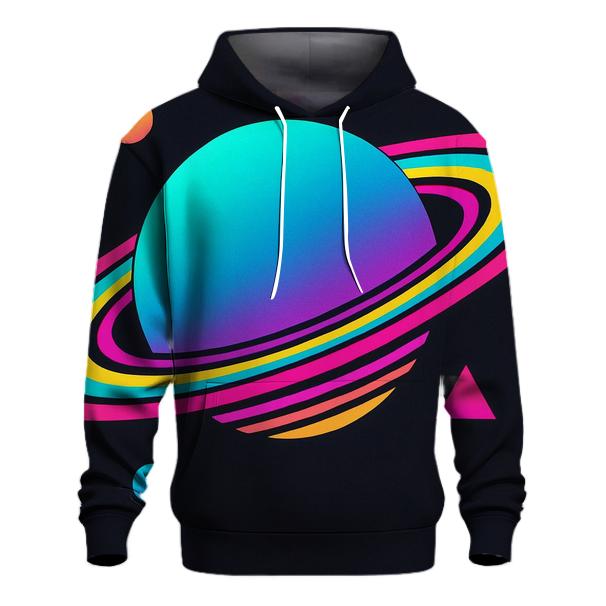 Holographic Planet Rings printed hoodies