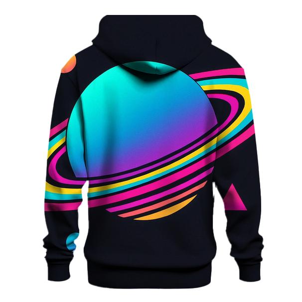 Holographic Planet Rings printed hoodies