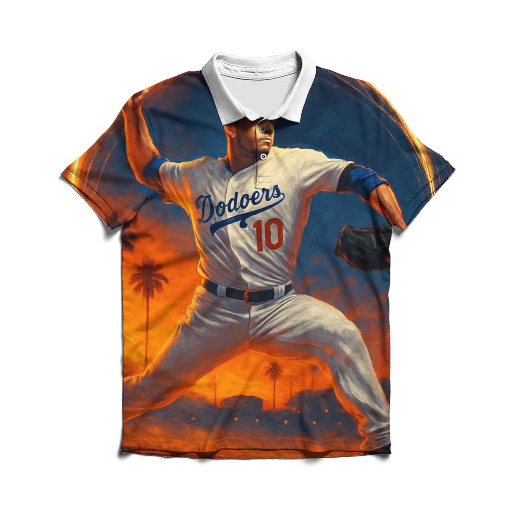 Sunset Halo Dodgers Pitcher Arc classic pique polos