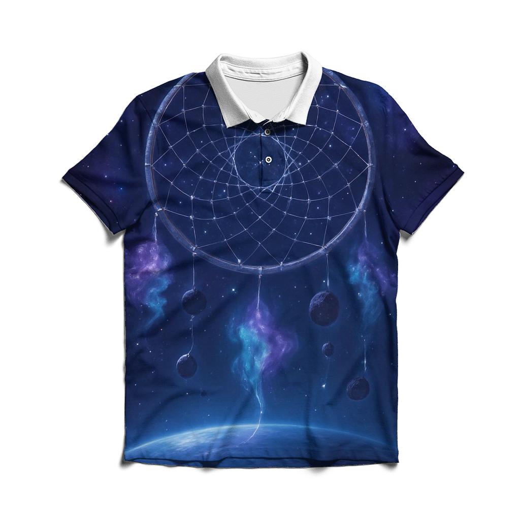Galactic Dreamcatcher Over The Sleeping Planet branded logo polo shirts