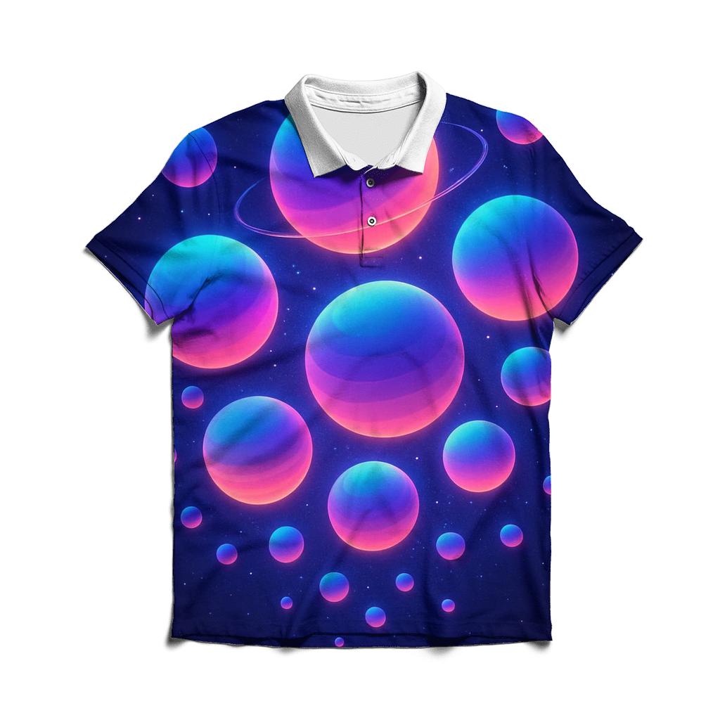 Orbiting Prism Gradient Orbs branded logo polo shirts