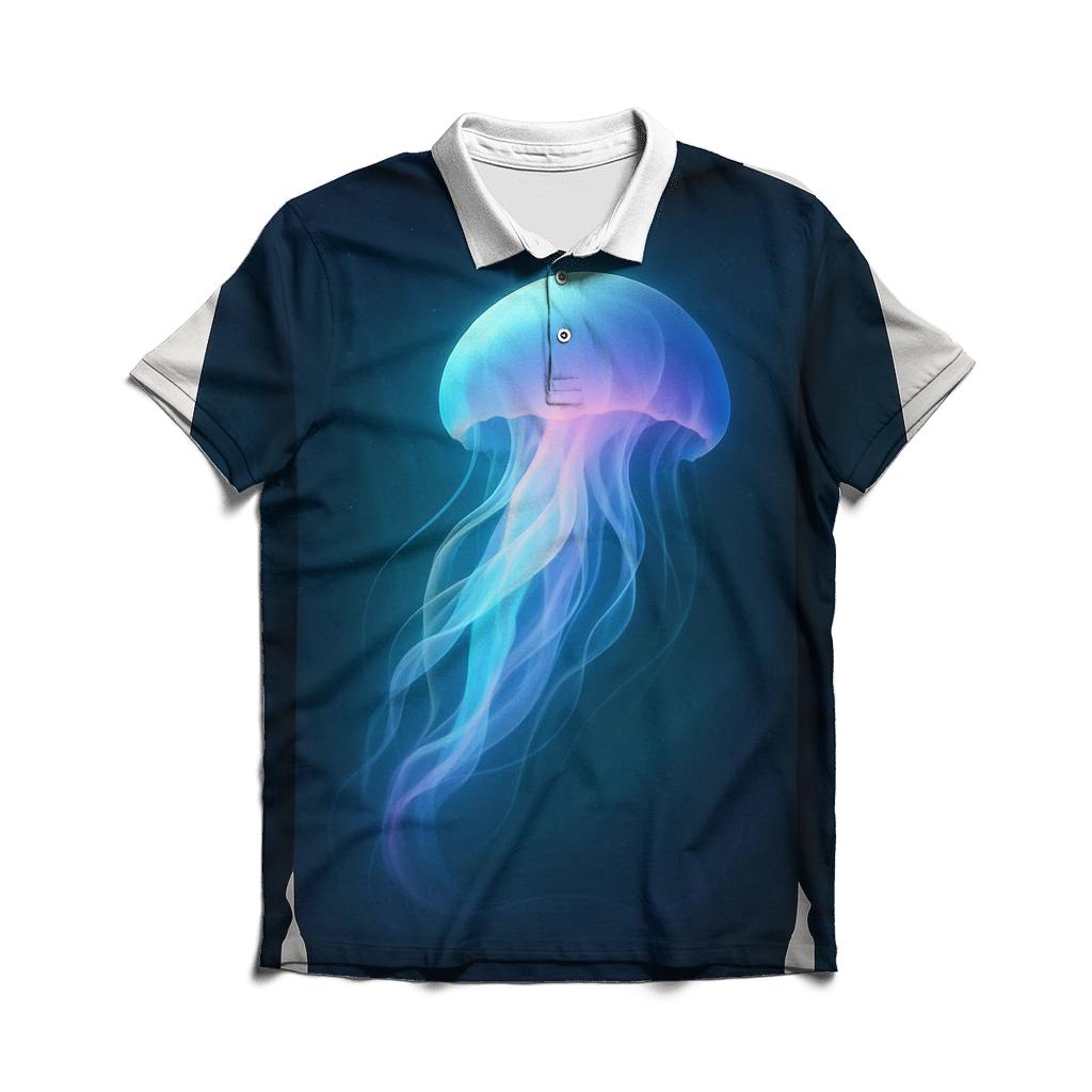 Submerged Spectrum Jellyfish premium cotton polo shirts