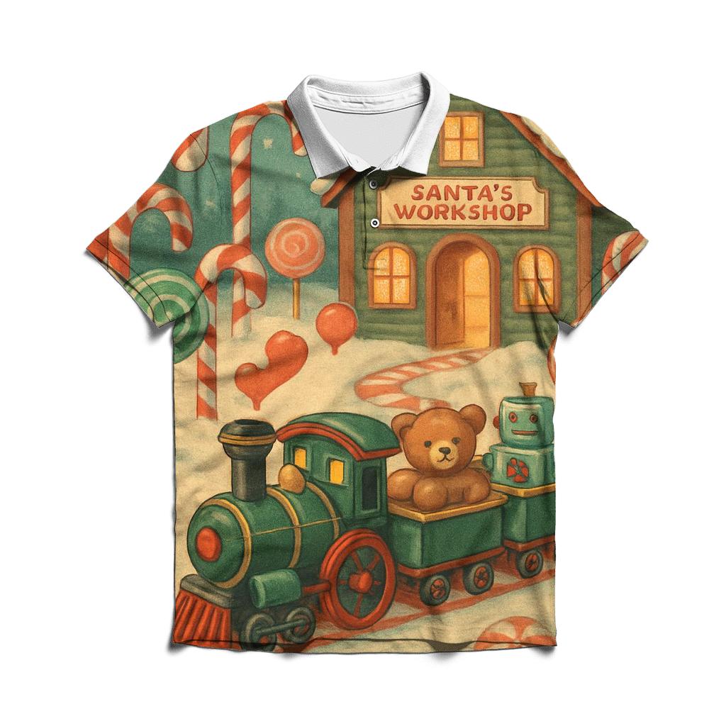 Toy Workshop Train Through Candy Forest personalized polo shirts