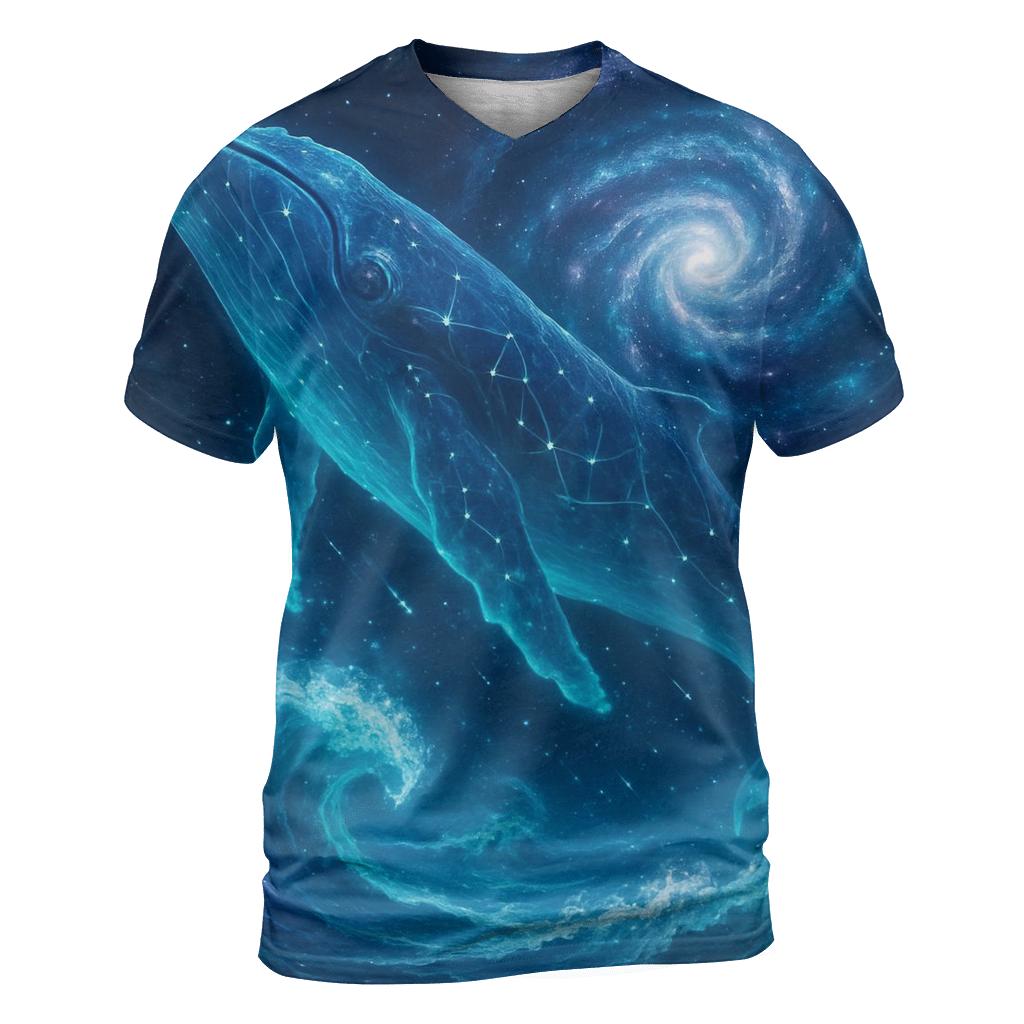 Celestial Whale Crossing The Spiral Sea vibrant all-over design tees