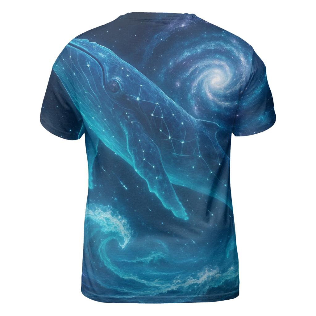 Celestial Whale Crossing The Spiral Sea vibrant all-over design tees