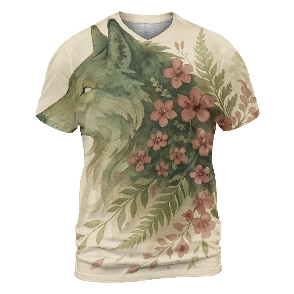Forest Spirit Wolf Bloom trendy printed shirt styles