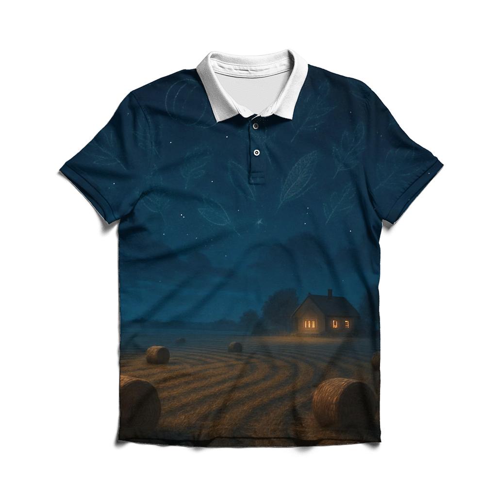 Thankful Stars Over Harvest Field custom polo shirts