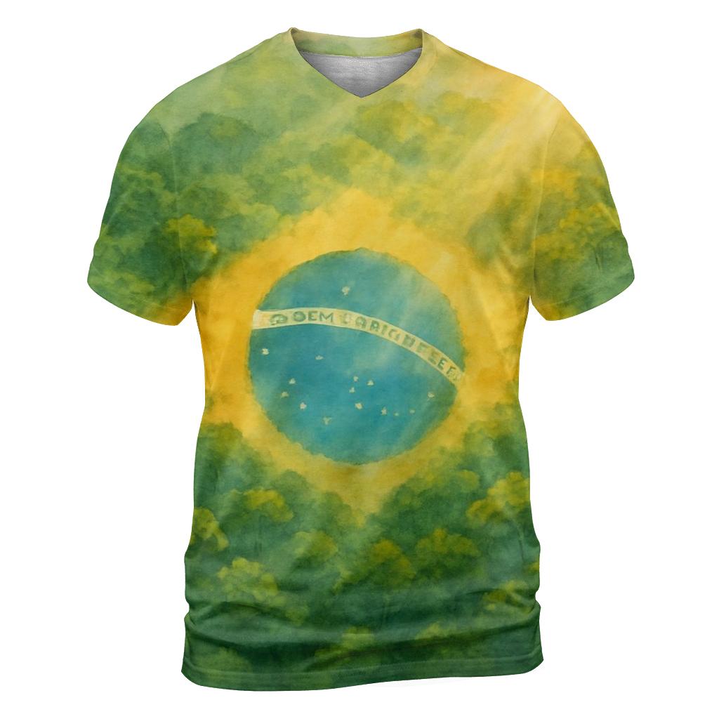 Brazilian Flag Rainforest Watercolor Reverie personalized full print shirts