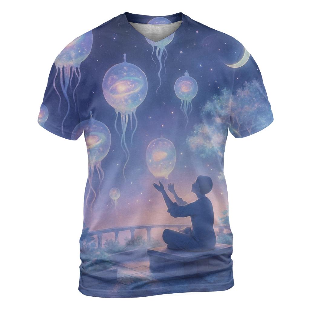 Garden Of Floating Galaxy Lanterns vibrant all-over design tees