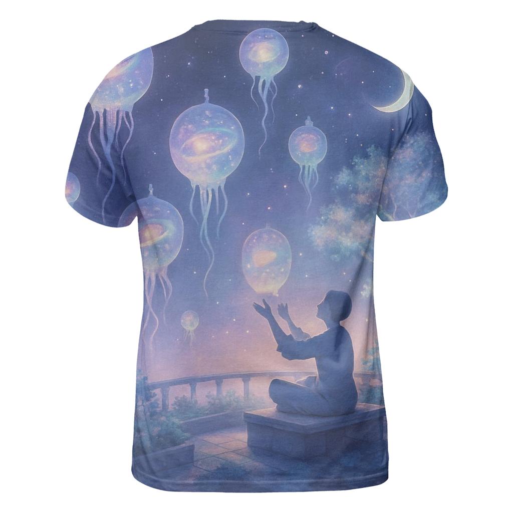 Garden Of Floating Galaxy Lanterns vibrant all-over design tees