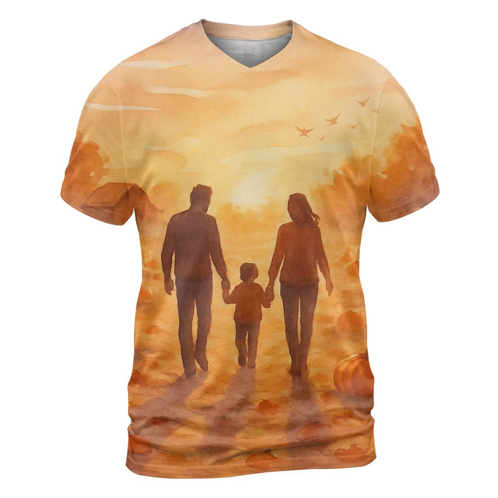 Pumpkin Patch Sunset Stroll statement graphic shirts
