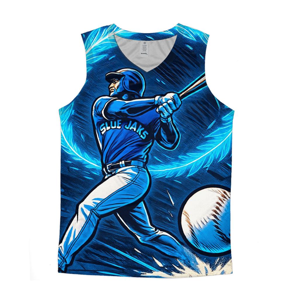 Feather Arc Blue Jays Power Swing trendy fitted tank tops