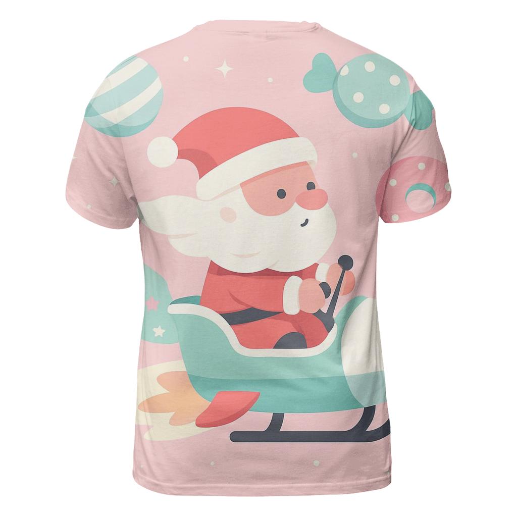 Candy Cosmos Santa Flight vibrant all-over design tees