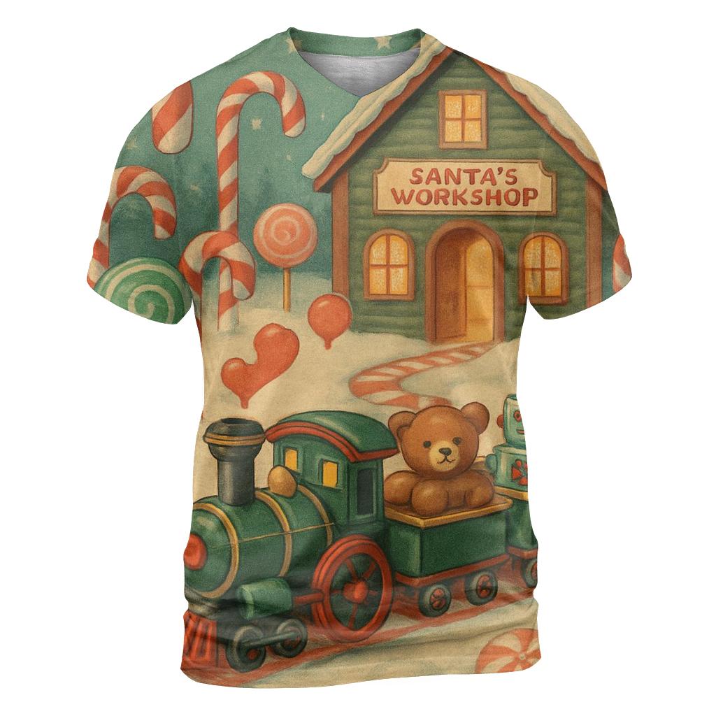 Toy Workshop Train Through Candy Forest creative print fashion shirts
