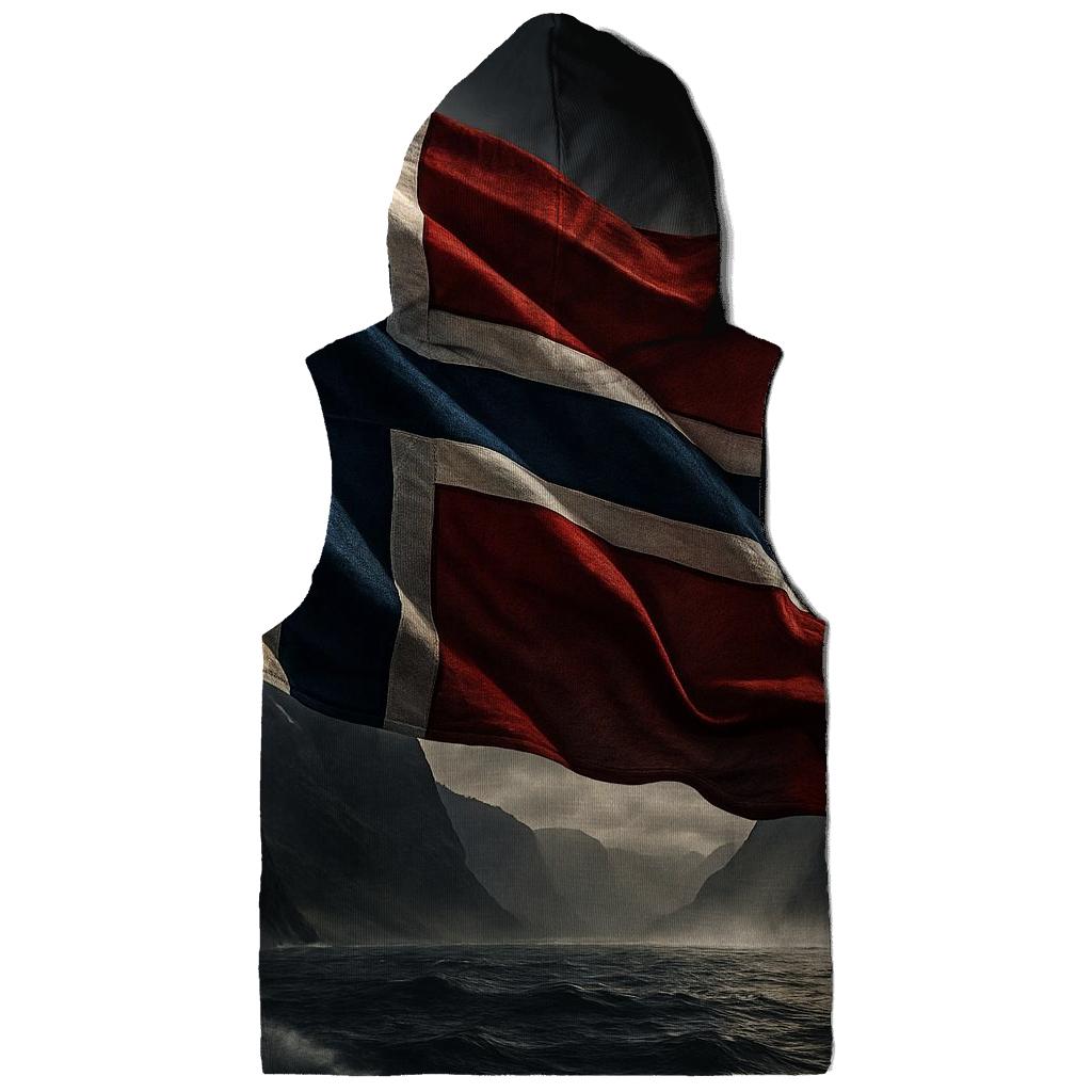 Norwegian Flag Fjord Storm Realistic Fabric printed hoodies