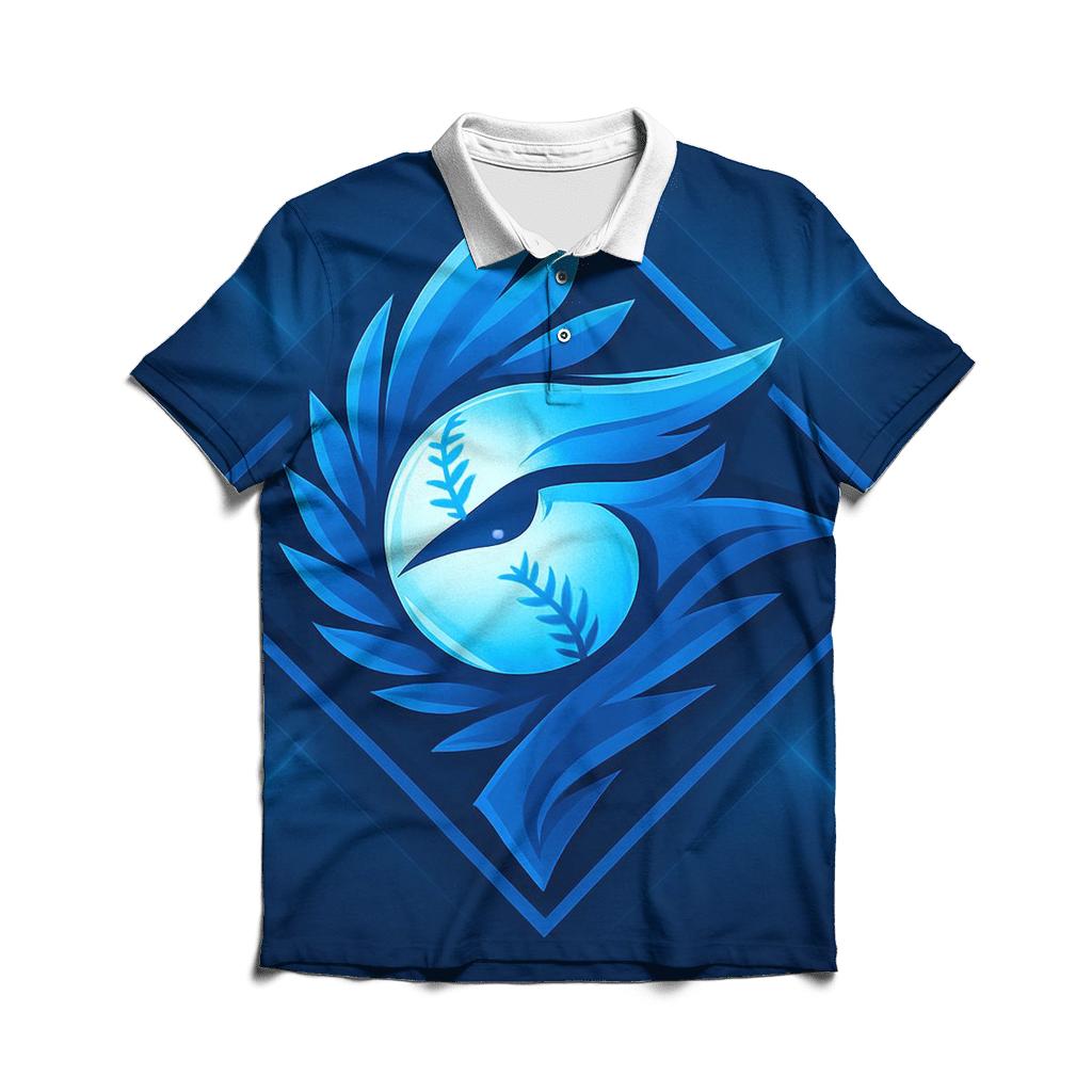 Feathered Blue Jays Fusion Diamond embroidered polo tops