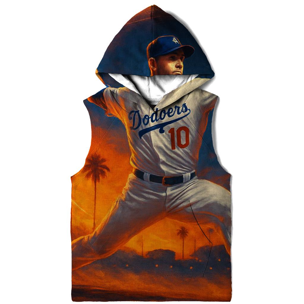 Sunset Halo Dodgers Pitcher Arc printed hoodies