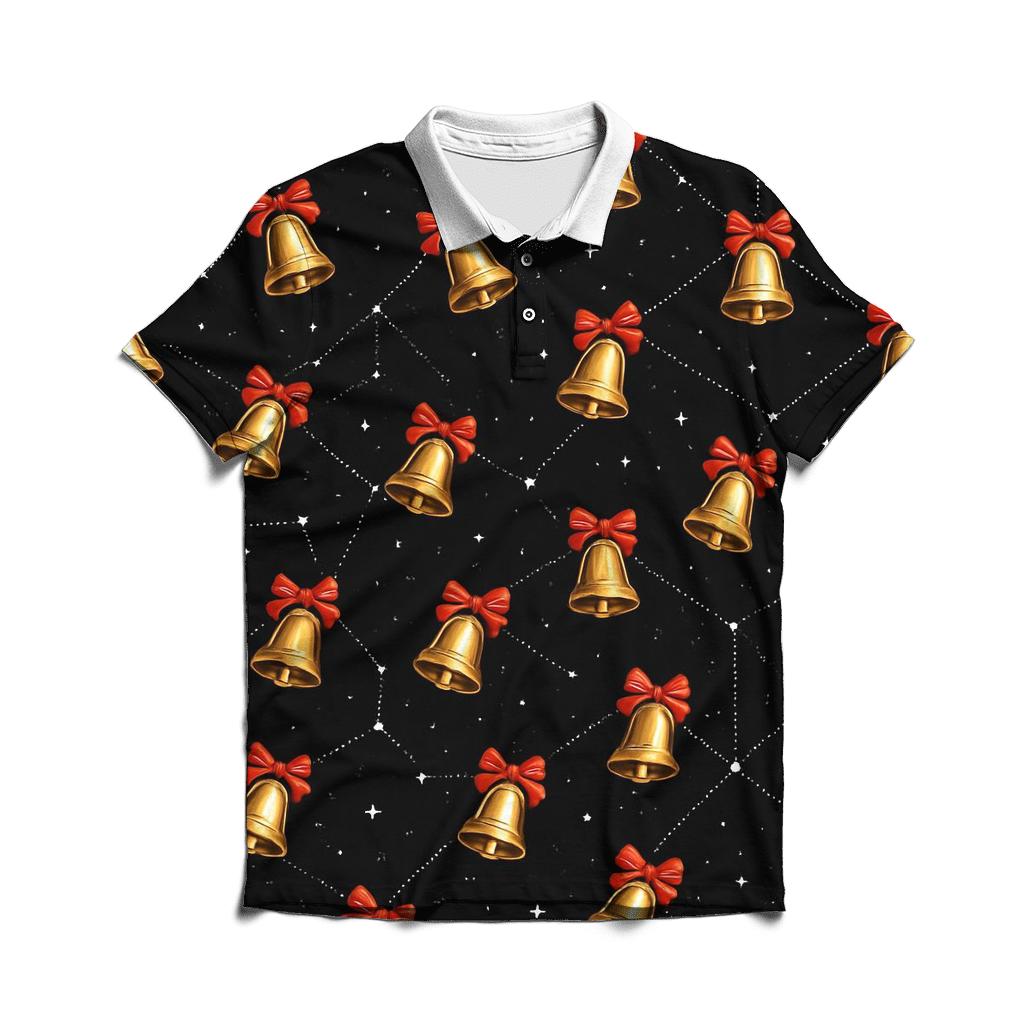 Golden Bell Constellation On Black embroidered polo tops