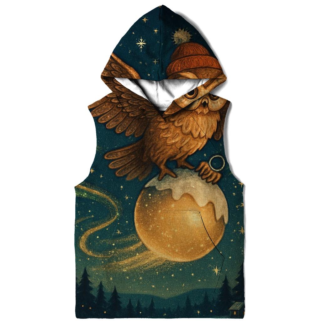 Midnight Owl On Christmas Comet lightweight hoodies