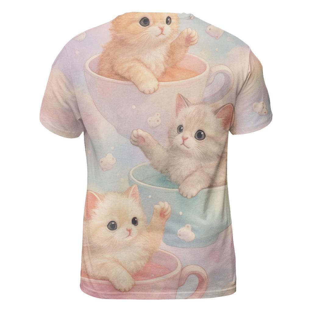 Pastel Dream Tea Party Kittens creative print fashion shirts