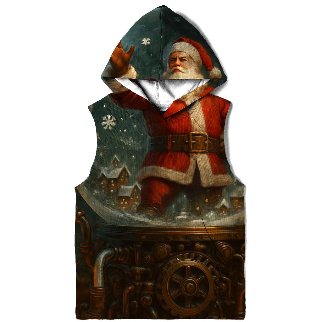 Clockwork Santa Snow Globe Engine embroidered hoodies