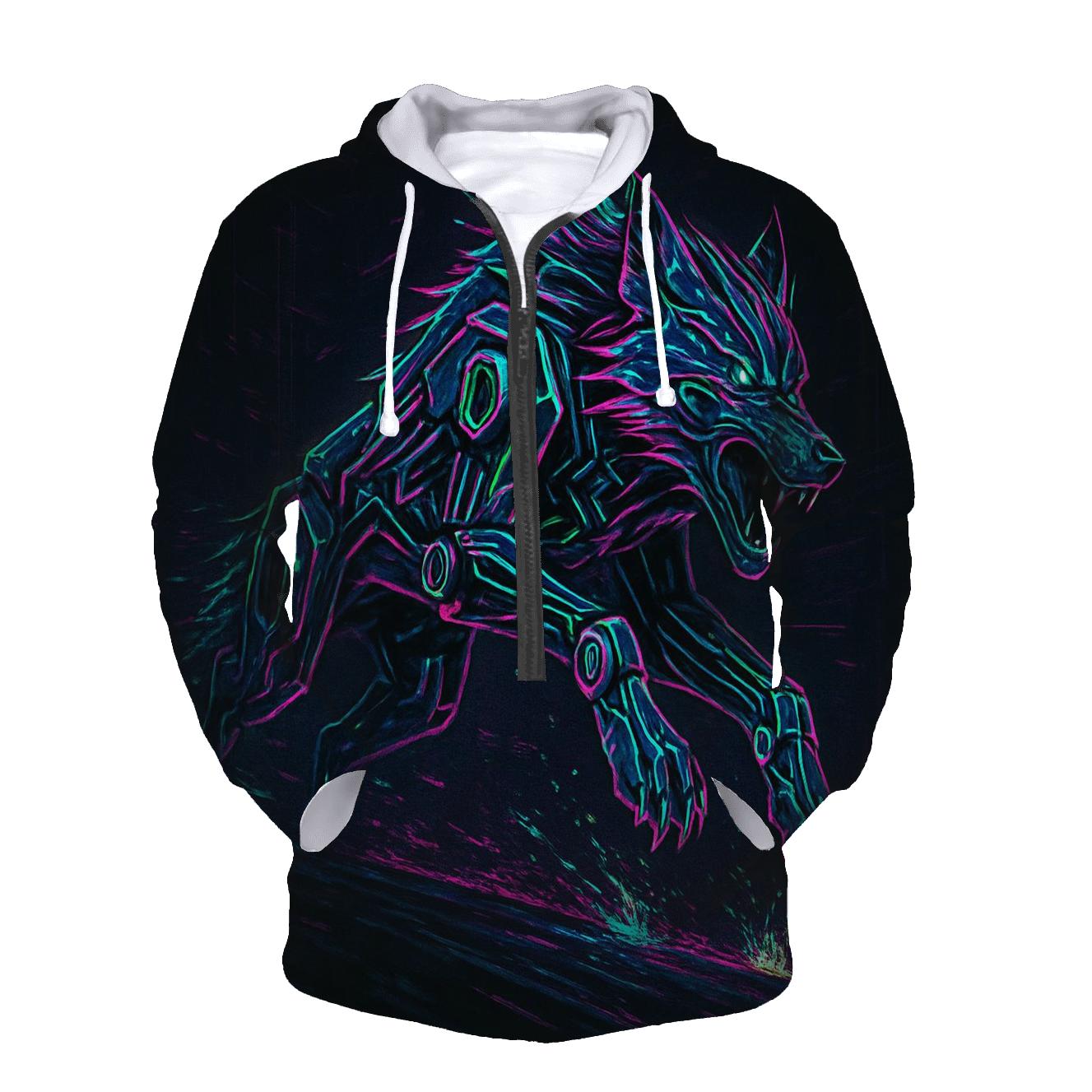 Neon Mechanic Wolf Overdrive heavyweight hoodies