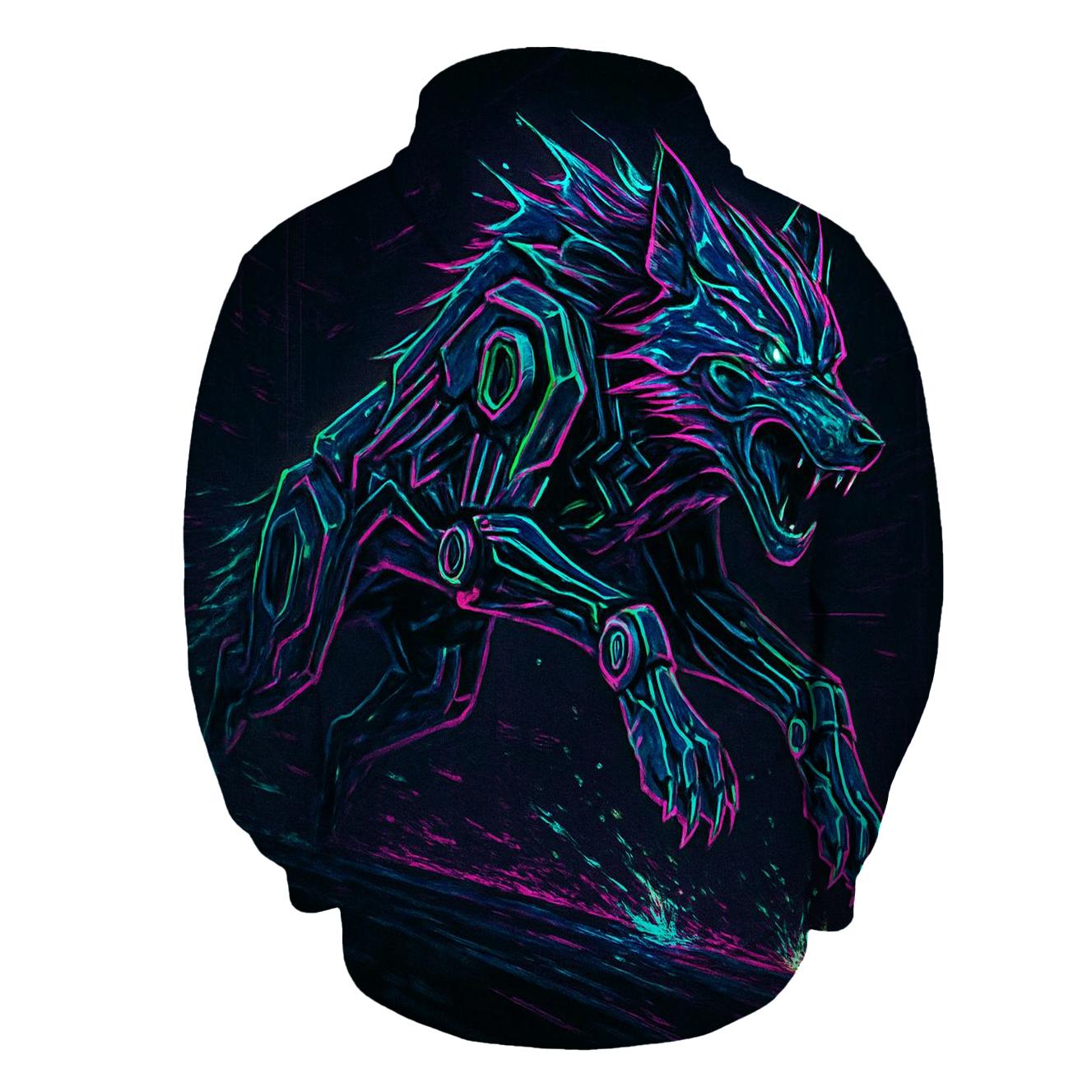 Neon Mechanic Wolf Overdrive heavyweight hoodies