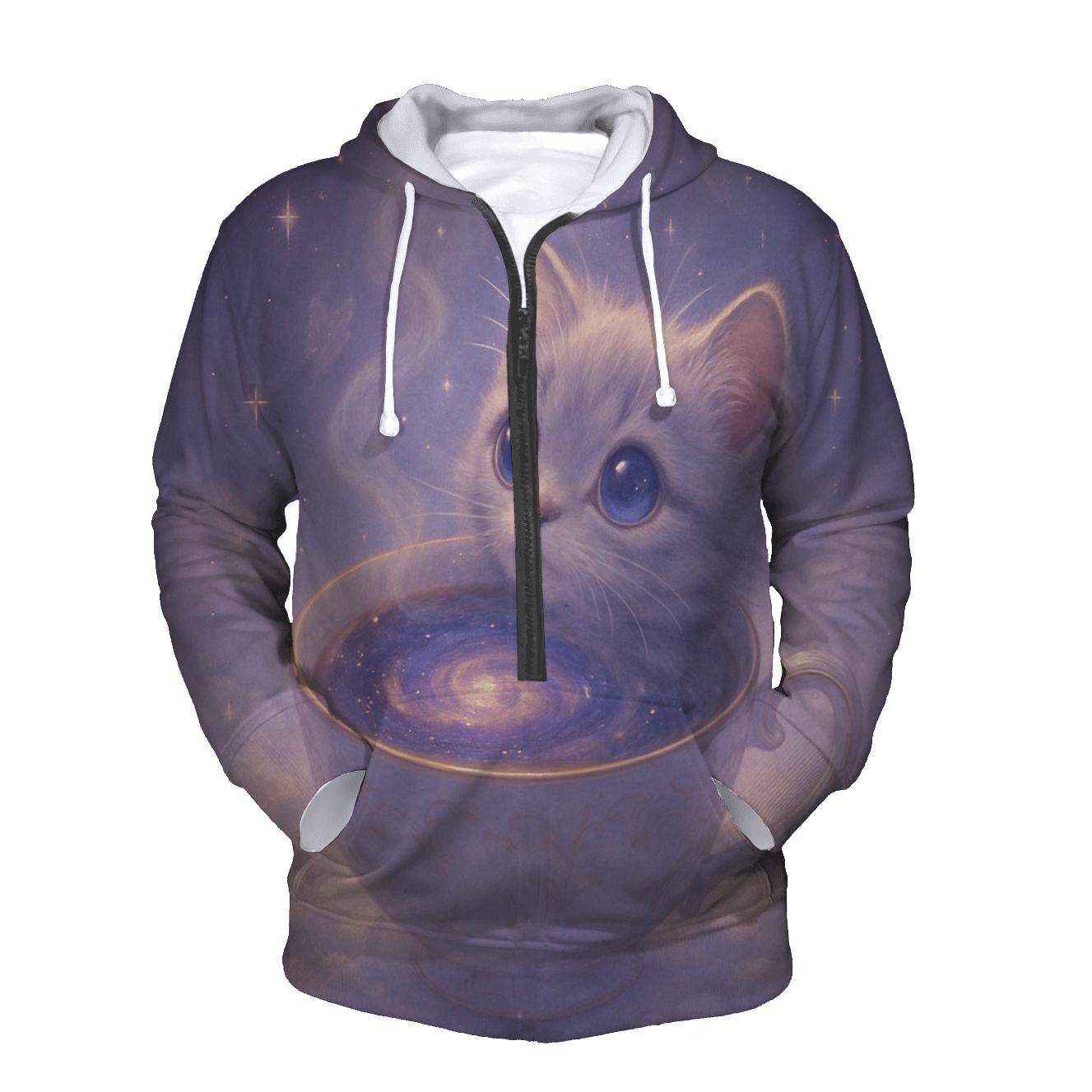 Moonlit Teacup Stargazer Cat heavyweight hoodies