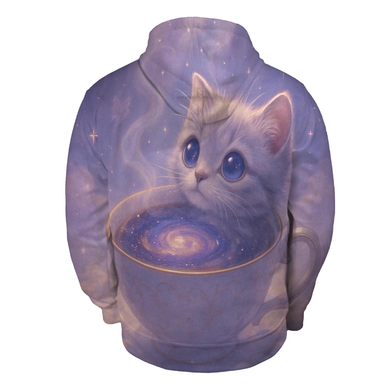 Moonlit Teacup Stargazer Cat heavyweight hoodies
