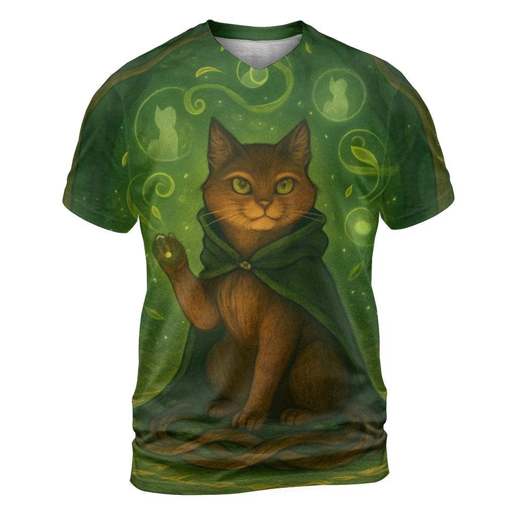 Forest Druid Cat Circle creative print fashion shirts