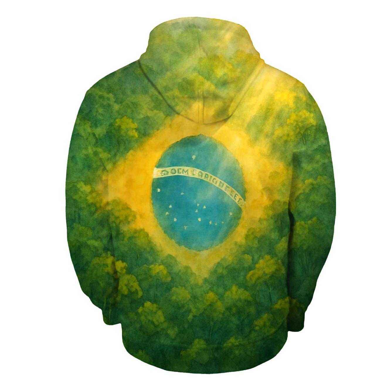 Brazilian Flag Rainforest Watercolor Reverie pullover hoodies