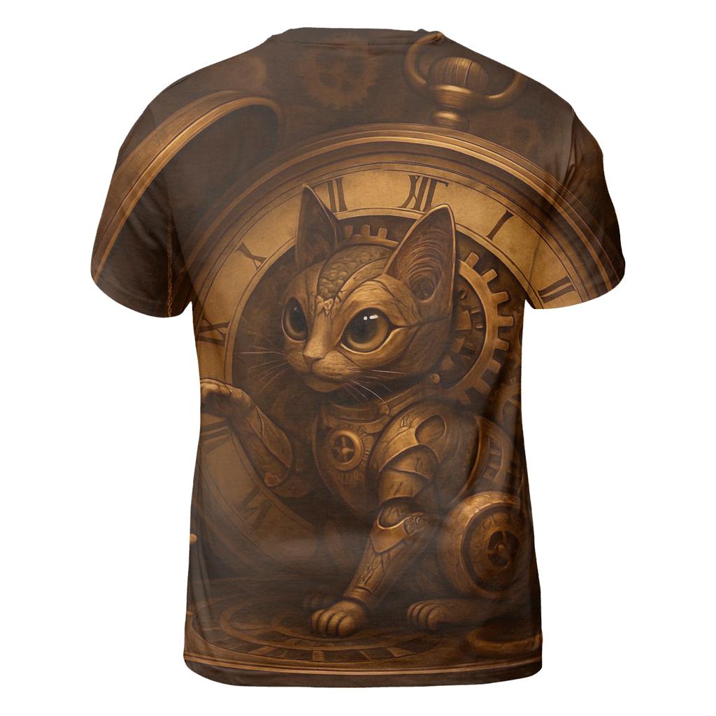 Clockwork Timekeeper Cat statement graphic shirts