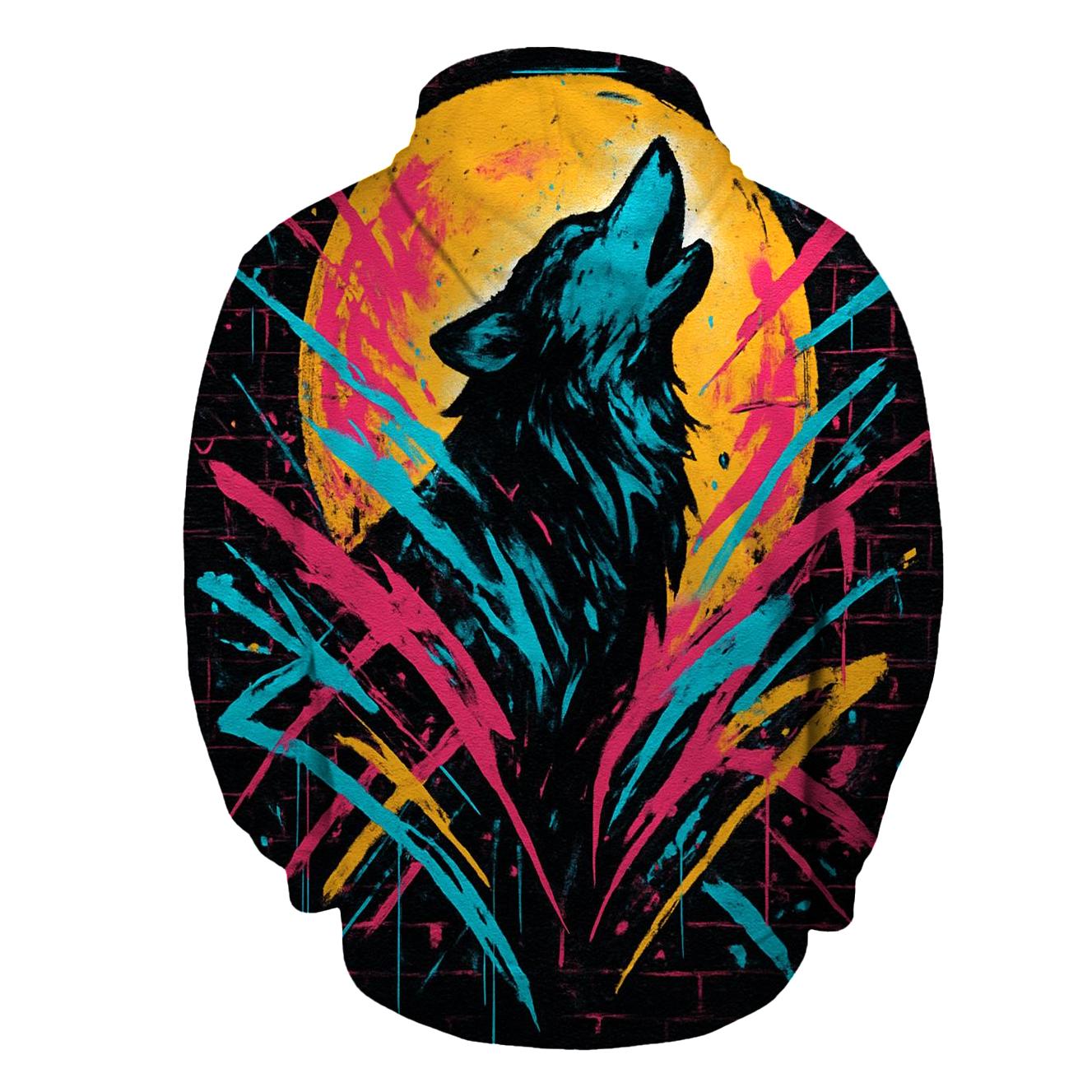 Graffiti Moon Howler Wolf graphic hoodies