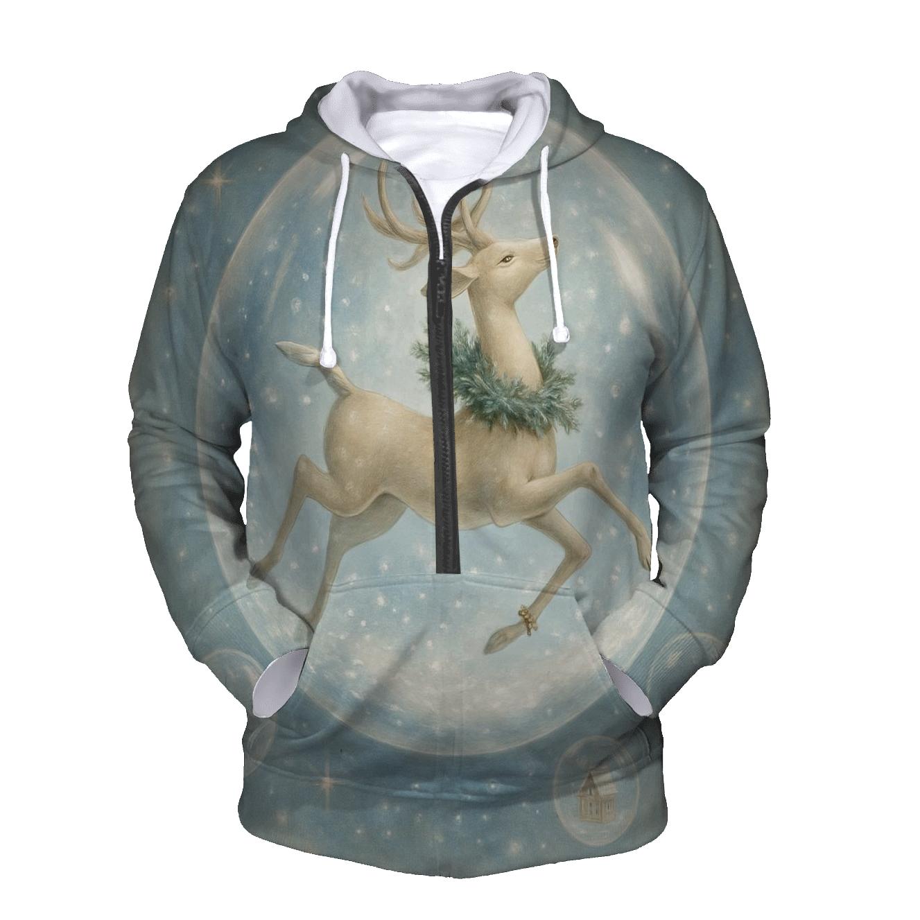 Starlit Snowglobe Reindeer Ballet printed hoodies